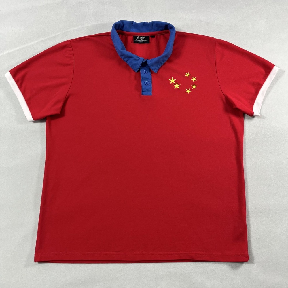 Firefly Shirt Mens XL Red Blue Five Star Circle Polo 100% Cotton TV Show Cosplay